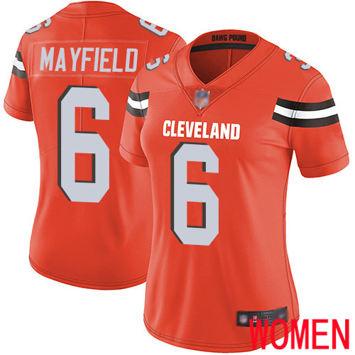 Cleveland Browns Baker Mayfield Women Orange Limited Jersey #6 NFL Football Alternate Vapor Untouchable